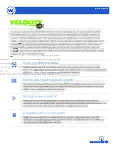 DATA S H E E T  Don’t let a slow-performing web browser limit the productivity of your mobile workers. With VelocityCE, you gain a secure enterprise browser designed for mobile operating systems. Unlike web browsers th
