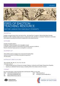 education  fires of emotion teaching resource HISTORY lesson for year eight students DESCRIPTION
