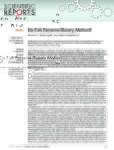 OPEN  Do Fish Perceive Illusory Motion? Simone Gori1,2, Christian Agrillo3, Marco Dadda3 & Angelo Bisazza3  SUBJECT AREAS:
