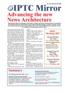 IPTC Mirror  No 137 December 2006 Advancing the new News Architecture