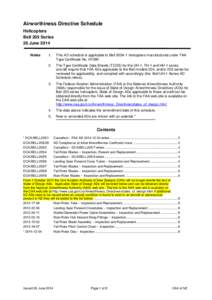 Airworthiness Directive Schedule Helicopters Bell 205 Series 26 June 2014 Notes