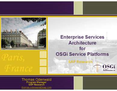 Enterprise Services Architecture for OSGi Service Platforms SAP Research
