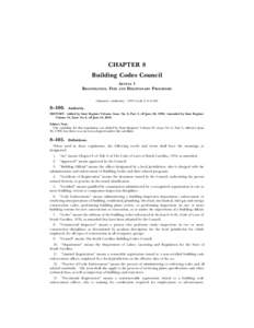 CHAPTER 8 Building Codes Council ARTICLE 1 REGISTRATION, FEES