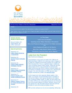 Climate Action News  Climate Action Reserve Monthly Newsletter September 2011