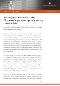 PRESS RELEASE  25 February 2015 Berenberg Bank Foundation of 1990:
