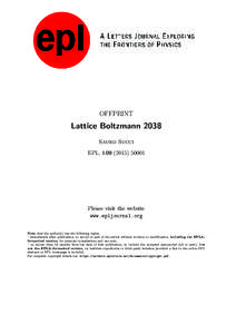 OFFPRINT  Lattice Boltzmann 2038 Sauro Succi EPL, 