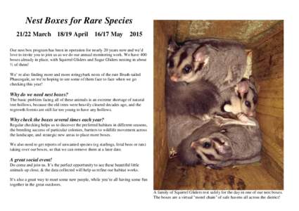 Nest Boxes for Rare SpeciesMarchAprilMay  2015