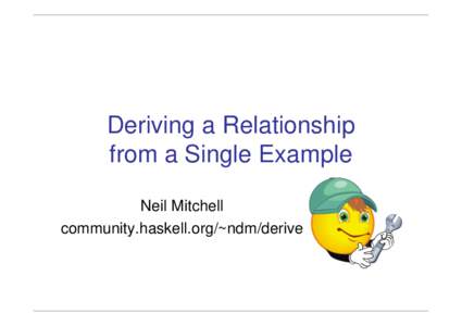Deriving a Relationship from a Single Example