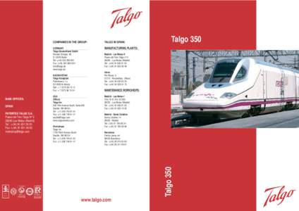 COMPANIES IN THE GROUP:  TALGO IN SPAIN: