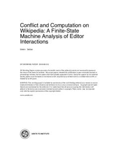Conflict and Computation on Wikipedia: a Finite-State Machine Analysis of Editor Interactions