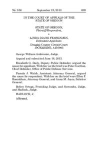 No. 356	  September 25, 2013	639 IN THE COURT OF APPEALS OF THE STATE OF OREGON STATE OF OREGON,