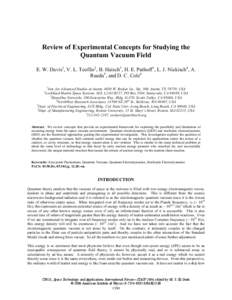 Review of Experimental Concepts for Studying the Quantum Vacuum Field
