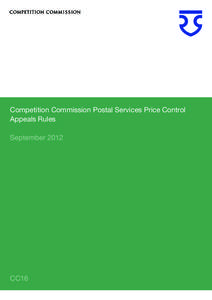 Competition Commission Postal Services Price Control Appeals Rules