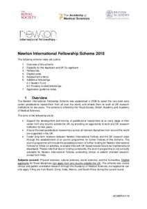 Newton International Fellowship Scheme 2018 The following scheme notes will outline: .
