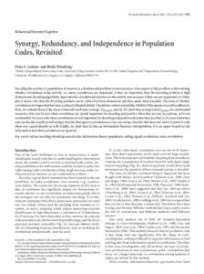 The Journal of Neuroscience, May 25, 2005 • 25(21):5195–5206 • 5195  Behavioral/Systems/Cognitive Synergy, Redundancy, and Independence in Population Codes, Revisited
