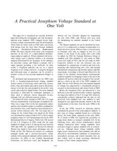 A Practical Josephson Voltage Standard at One Volt This paper [1] is considered the seminal, definitive