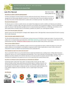 NOWCASTING BEACH ADVISORIES Fact Sheet for the General Public Lake Erie Nowcast How safe is it to swim at Lake Erie bathing beaches?