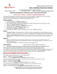 Calgary Stampede Event ServicesExhibitor Order Form Package Phone: Box 1060, Station M Calgary Alberta T2P 2K8