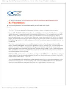 OCZ Technology | About OCZ | Press Releases | 2009 | OCZ Technology Achieves 80 Plus Gold and Silver Efficiency with New Z-Series Power Supplies