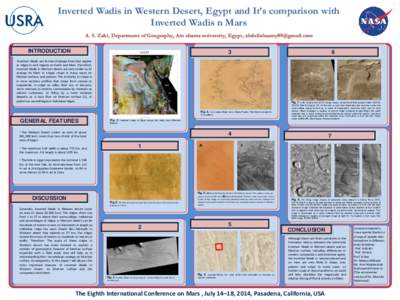 Inverted Wadis in Western Desert, Egypt and It’s comparison with Inverted Wadis n Mars A. S. Zaki, Department of Geography, Ain shams university, Egypt, [removed] INTRODUCTION  3
