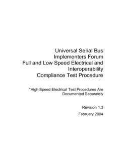 USB-IF Full and Low Speed Compliance Test Procedure