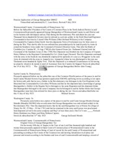 Southern Campaign American Revolution Pension Statements & Rosters Pension Application of George Bumgardner S40022 MD Transcribed and annotated by C. Leon Harris. Revised 9 July[removed]Westmoreland County Commonwealth of 