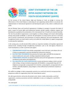 Joint Statement of the Inter-Agency Network on Youth Development 25 July 2011