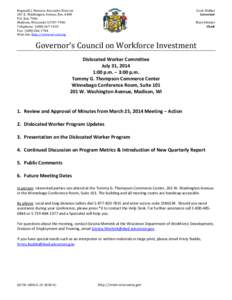 GOVERNOR’S COUNCIL ON WORKFORCE INVESTMENT