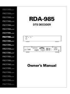 RDA-985 DTS DECODER DTS DECODER RDA-985  POWER