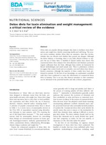 Detox diets for toxin elimination and weight management: a critical review of the evidence