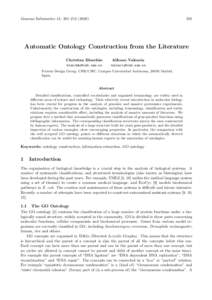 Genome Informatics 13: 201–Automatic Ontology Construction from the Literature Christian Blaschke
