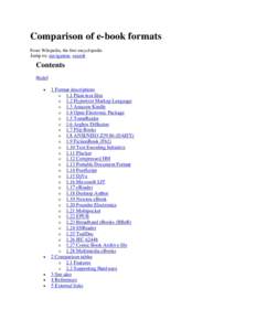 Comparison of e-book formats From Wikipedia, the free encyclopedia Jump to: navigation, search  Contents