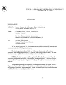 UNITED STATES ENVIRONMENTAL PROTECTION AGENCY WASHINGTON, DC[removed]April 19, 1996  MEMORANDUM