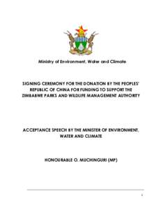    	
   Ministry of Environment, Water and Climate 	
  