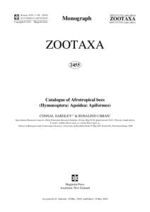 Zootaxa 2455: 1–[removed]www.mapress.com / zootaxa/ Copyright © 2010 · Magnolia Press ISSN[removed]print edition)
