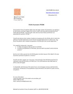 [removed] http://www.privacy.org.au/ 3 November 2013 Public Statement: PCEHR