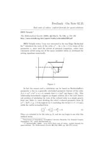 Feedback—On NoteReal roots of cubics: explicit formula for quasi-solutions RWD Nickalls 1 The Mathematical Gazette (2009); 93 (March, No. 526), p. 154–156 http://www.nickalls.org/dick/papers/maths/cubictables2