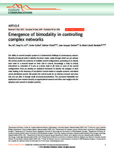 ARTICLE Received 11 Dec 2012 | Accepted 10 May 2013 | Published 18 Jun 2013 DOI: [removed]ncomms3002  Emergence of bimodality in controlling