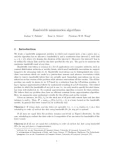 Bandwidth minimization algorithms Aleksei V. Fishkin∗ 1  Ren´e A. Sitters†