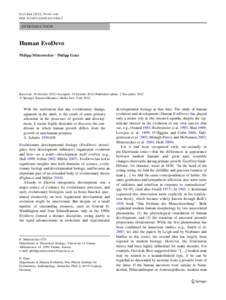 Evol Biol:443–446 DOIs11692INTRODUCTION  Human EvoDevo