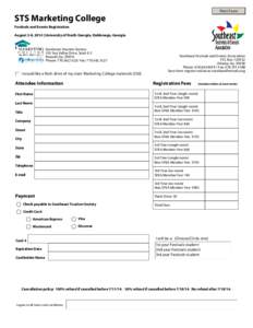 Print Form  STS Marketing College Festivals and Events Registration August 3-8, 2014 | University of North Georgia, Dahlonega, Georgia