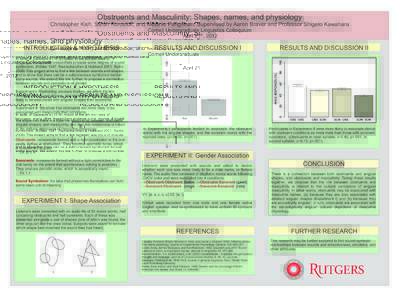Obstruents and Masculinity: Shapes, names, and physiology  Christopher Kish, Sarah Korostoff, and Melanie Pangilinan, Supervised by Aaron Braver and Professor Shigeto Kawahara Cornell Undergraduate Linguistics Colloquium