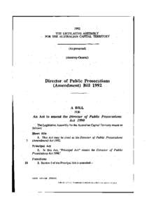 1992 THE LEGISLATIVE ASSEMBLY FOR THE AUSTRALIAN CAPITAL TERRITORY (As presented) (Attorney-General)