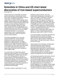 Scientists in China and US chart latest discoveries of iron-based superconductors