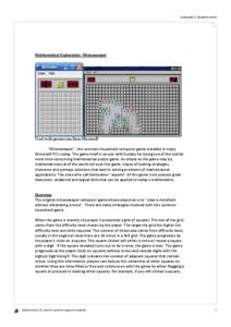 Example 3: Student work  Mathematical Exploration: Minesweeper Used with permission from Microsoft ‘’Minesweeper’’, the common household computer game installed in many