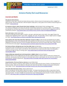 ARIZONA POETRY OUT LOUD Updated April 2, 2015 Arizona Poetry Out Loud Resources Journals and Books The American Poetry Review