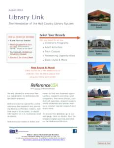 AugustLibrary Link The Newsletter of the Hall County Library System  SPECIAL POINTS OF INTEREST