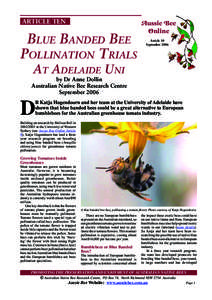 ARTICLE TEN  BLUE BANDED BEE POLLINATION TRIALS  Aussie Bee