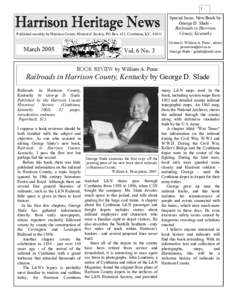 1  Published monthly by Harrison County Historical Society, PO Box 411, Cynthiana, KY, 41031 March 2005