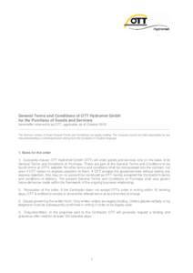 General Terms and Conditions of OTT Hydromet GmbH for the Purchase of Goods and Services hereinafter referred to as OTT, applicable as of October 2010 _____________________________________________________________________